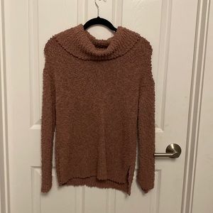 Brown fleece cowl sweater